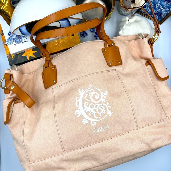 🆕 CHLOE 🧿 BNWOT Baby Canvas Changing Bag, Pink - AUTHENTICATED - Picture 2 of 16